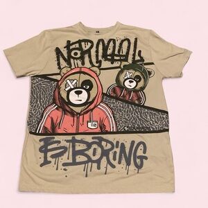 South Pole Beige Graphic Tee with Bear Design